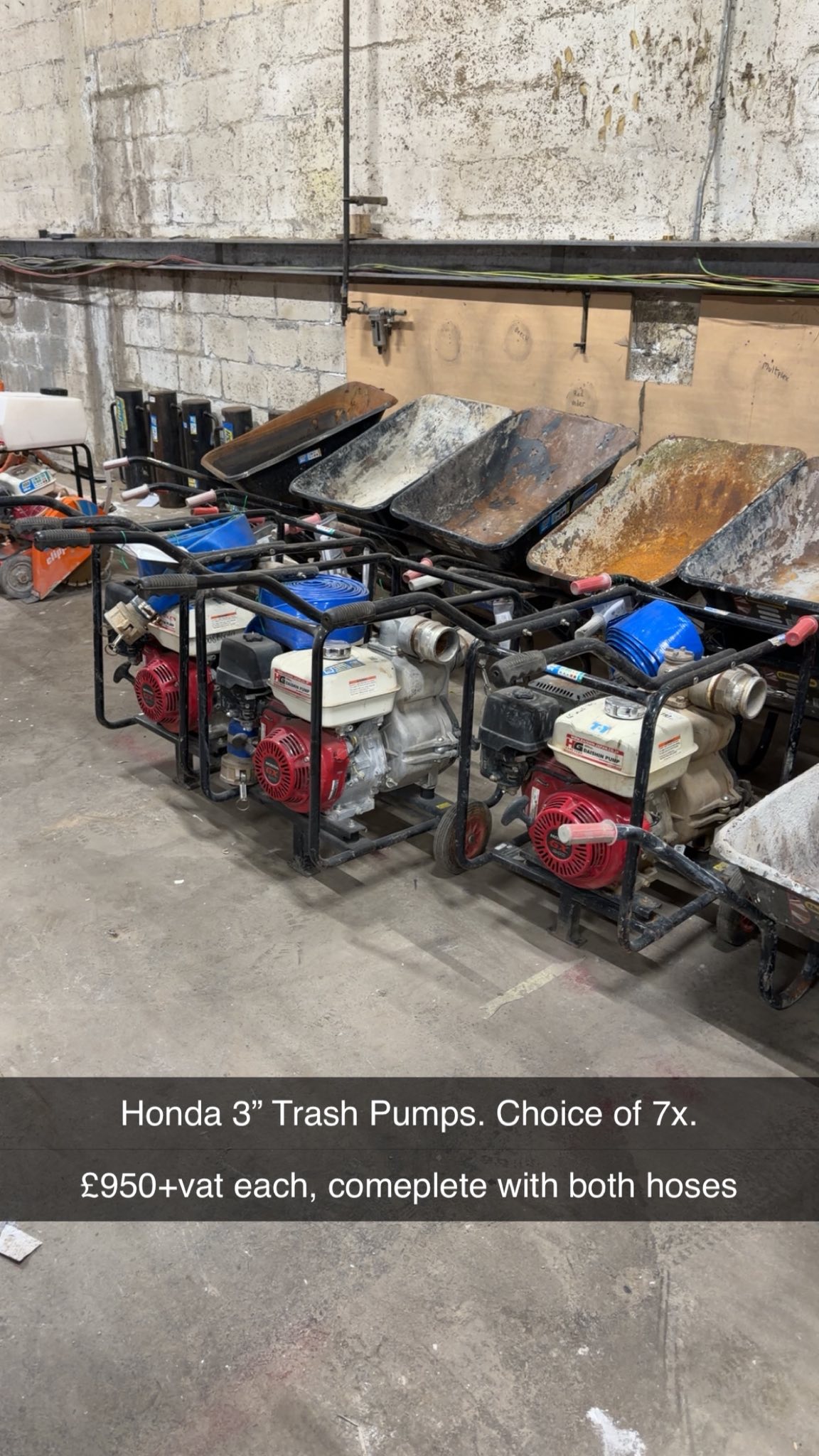 Honda 3" Trash Pump Complete with Both Hoses Used